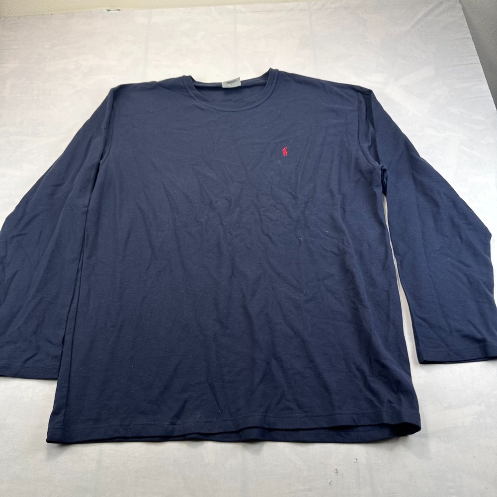Polo Ralph Lauren Shirt Men XL Blue Red Pony Logo Long Sleeve Crew Neck Pullover